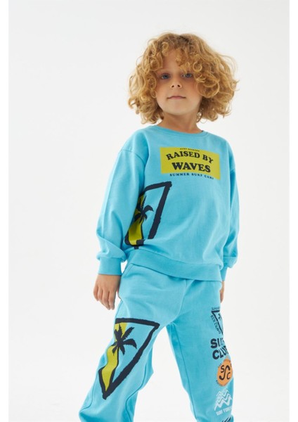 Erkek Çocuk Surf Club %100 Pamuk Sweatshirt 219276 Turkuaz fırsatları