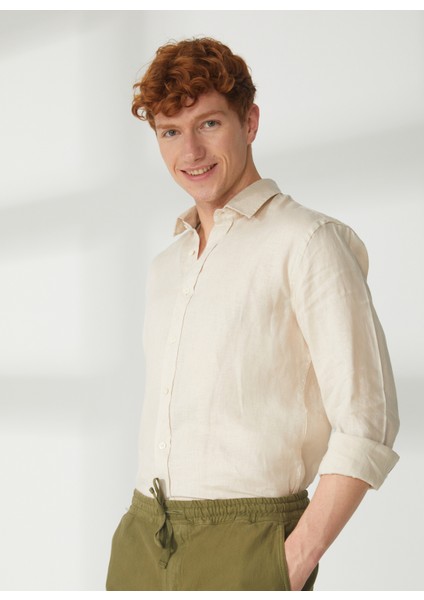 Slim Fit Düğmeli Yaka Taş Erkek Gömlek A266CARLL20- fiyatları