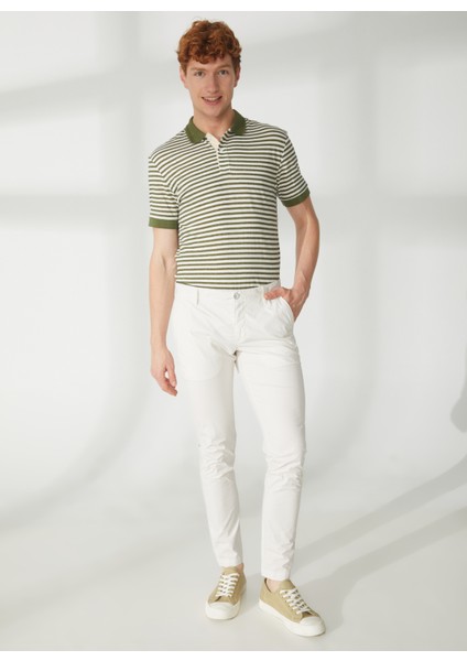 Normal Bel Normal Paça Slim Fit Beyaz Erkek Pantolon A261DAN78TC506/TB