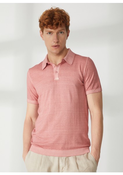 Polo Yaka Slim Fit Pembe Erkek Kazak A26433TF-