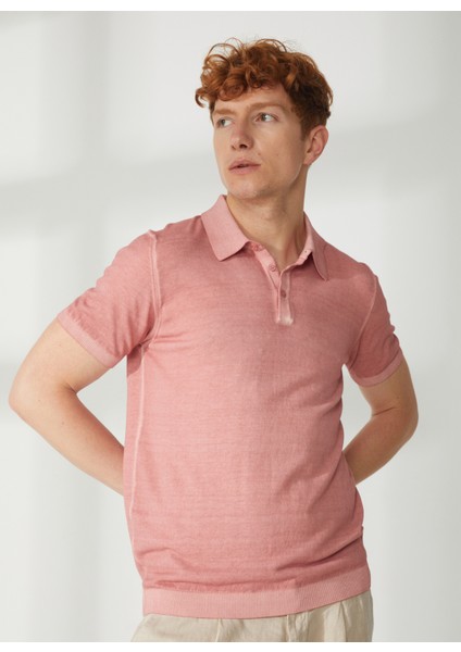 Polo Yaka Slim Fit Pembe Erkek Kazak A26433TF- fiyatları