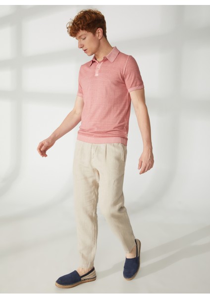 Polo Yaka Slim Fit Pembe Erkek Kazak A26433TF- modelleri