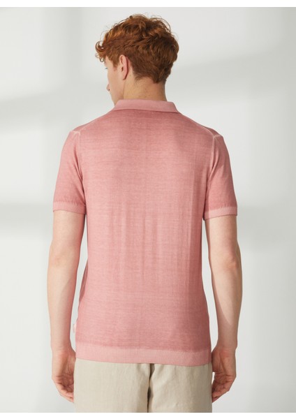 Polo Yaka Slim Fit Pembe Erkek Kazak A26433TF- indirimleri