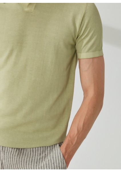 Polo Yaka Slim Fit Yeşil Erkek Kazak A26432TF- fırsatları