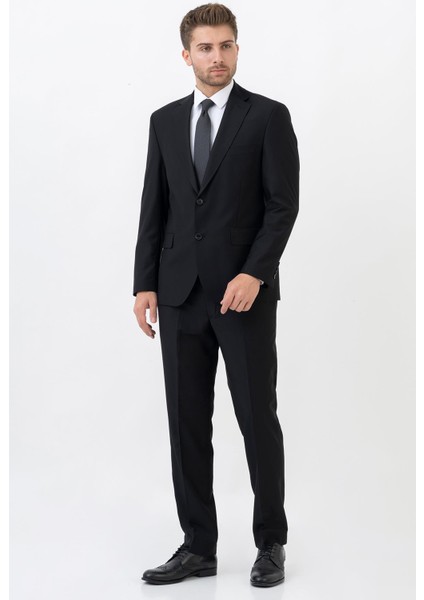 Meksiko T189 Regular Fit 4 Drop Düz Takım Elbise Siyah