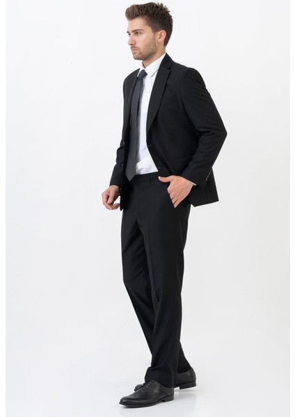Meksiko T189 Regular Fit 4 Drop Düz Takım Elbise Siyah fırsatları