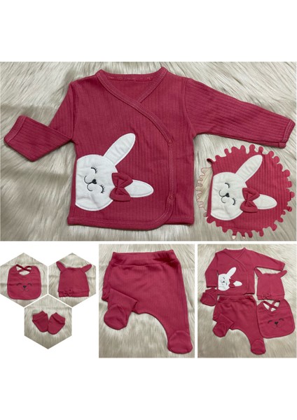 Eni Sezon 5 Parça Kız Tavşan Aplikeli Yeni Doğan Hastane Çıkış Zıbın Seti indirimleri