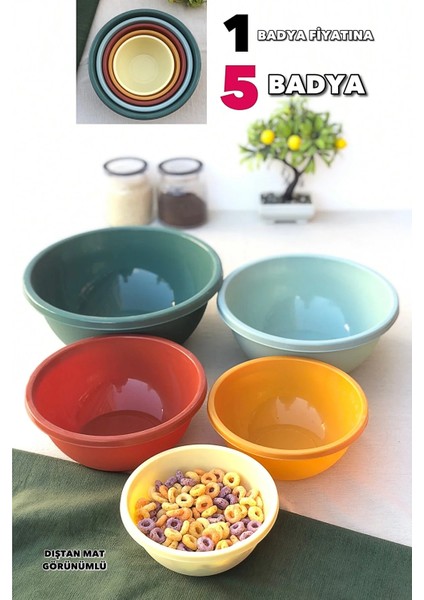 5'Li Renkliyuvarlak Badya Karıştırma&Saklama Kabı, Leğen, Az Alan Kaplar modelleri