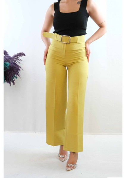 Kemerli Pantolon Yağ Yeşili