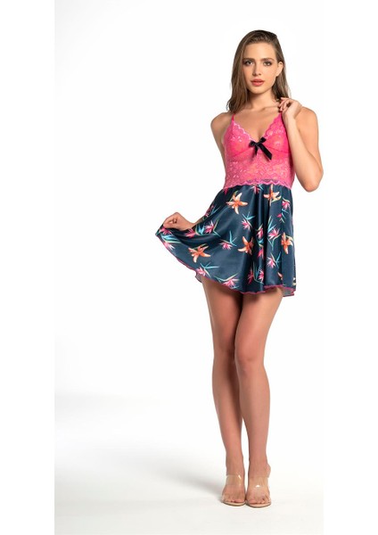 Kadın Sırt Dekolteli Saten Gecelik S-2012