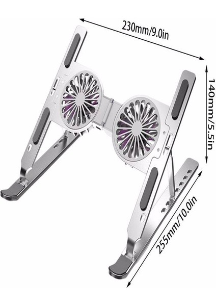 2xHız Kademe RGB Işıklı 17 inç Dizüstü Laptop Notebook Soğutucu Alüminyum Fanlı Stand
