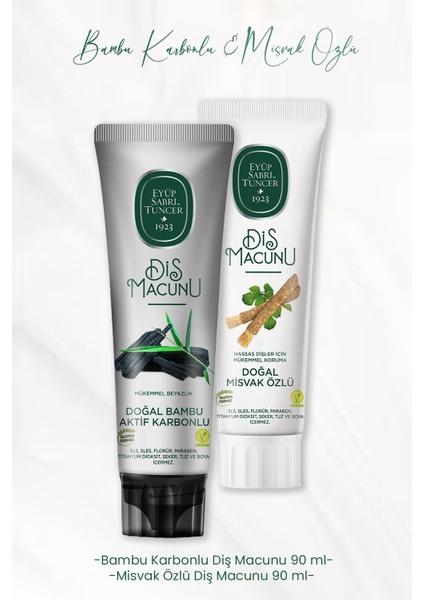Diş Macunu Bambu Karbonlu 90 ml ve Misvak Özlü 90 ml