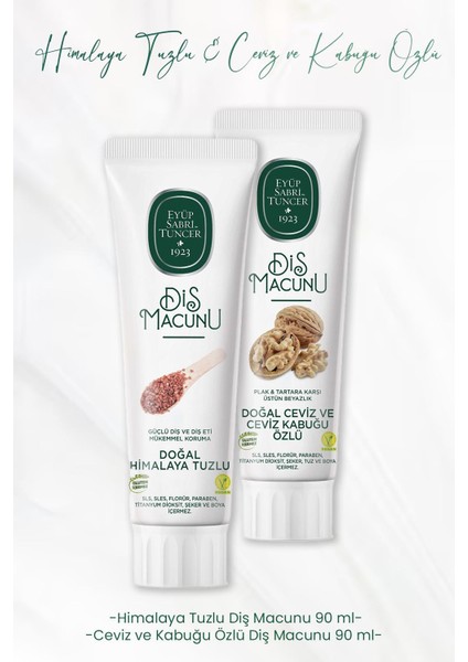Diş Macunu Himalaya Tuzlu 90 ml ve Ceviz ve Kabuğu Özlü 90 ml