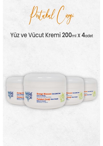 Marseillais Ekstra Nazik Krem Portakal Çiçeği Yüz ve Vücut Kremi 200 ml x 4 Adet