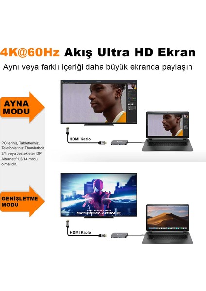 Type-C To 3*usb-A 3.0 4K HDMI RJ45 Ethernet Pd Tf Sd Kart Okuyucu Dönüştürücü Hub