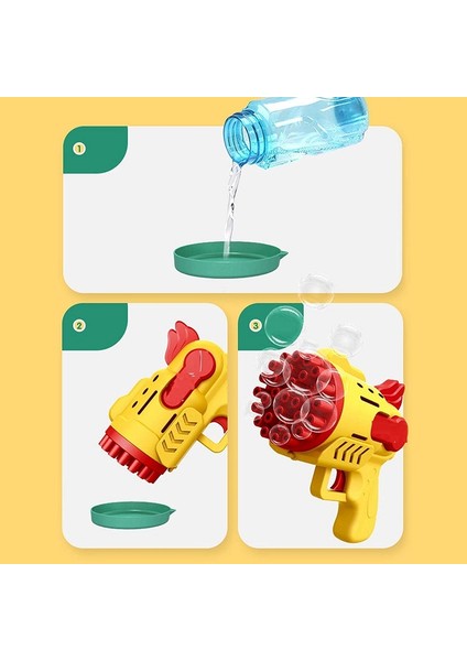 LED Light 29 Holes Bubbles Gun 29 Delikli Çoklu Köpük Atan Tabanca Sarı Köpük Tabancası Pilli Tabanca