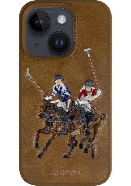 Santa Barbara Polo Racquet Club iPhone 14 Jockey Deri Kapak - Kahverengi