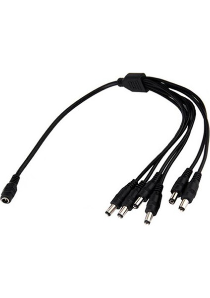 6'lı Dc Adaptör Çoklayıcı Kablo 5.5*2.1mm - 1 Dişi 6 Erkek - Şerit LED Cctv Power Jack - 40CM