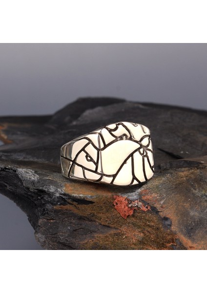 925 Ayar Gümüş Kaya Parçası Desenli Erkek Yüzük fiyatları