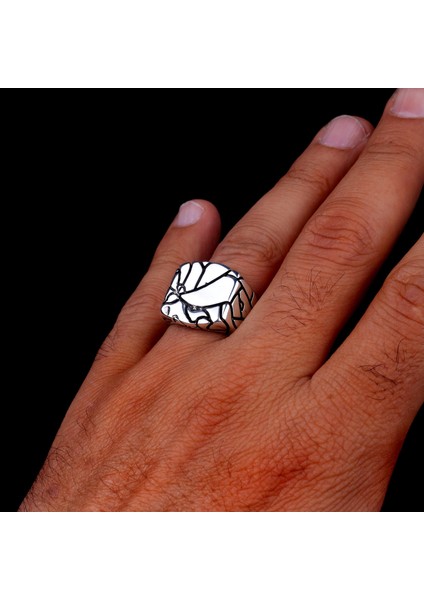 925 Ayar Gümüş Kaya Parçası Desenli Erkek Yüzük modelleri