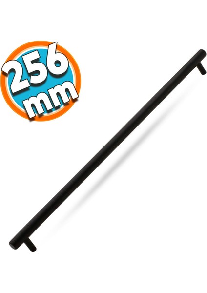 Mobilya Çekmece Dolap Kapak Kulpu Kulbu 256 mm Mat Siyah Metal Kulp