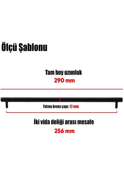 Mobilya Çekmece Dolap Kapak Kulpu Kulbu 256 mm Mat Siyah Metal Kulp fırsatları
