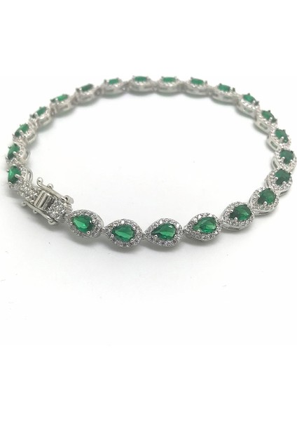Gümüş Yeşil Damla Taşlı Bayan Bileklik PR2523SD modelleri