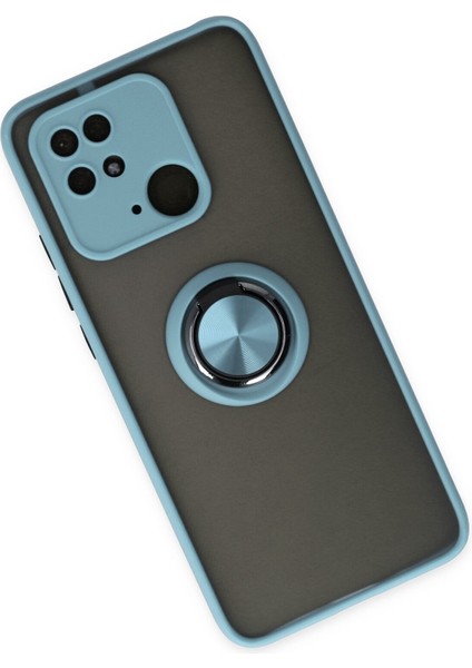 Xiaomi Poco C40 Kılıf Montreal Yüzüklü Silikon Kapak - Buz Mavi 300099