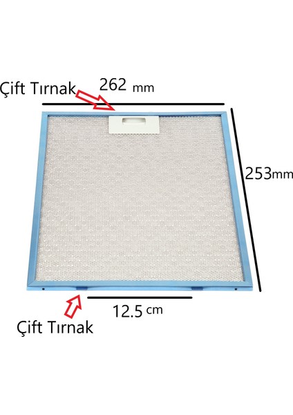 Hotpoint Ariston He 60 S X/ha Ankastre Davlumbaz Alüminyum Yağ Filtresi 262 mm x 253 mm Uyumlu modelleri