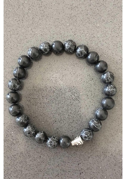 Siyah Beyaz Cizgili Obsidyen Taşı Bileklik fiyatları