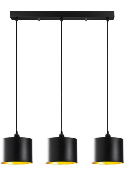 Dylight Metal Dekorasyon Siyah Üçlü Sarkıt Avize G:60CM