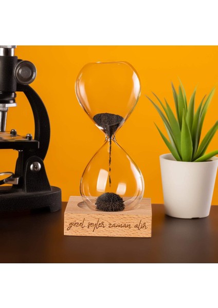 Kişiye Özel Ahşap Kaideli Manyetik Kum Saati
