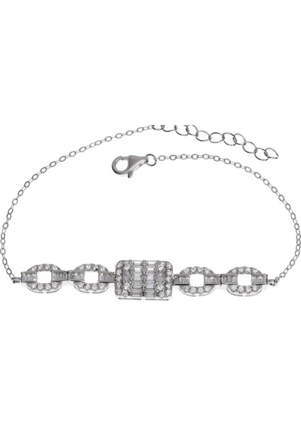 Kadın Baget Detay Gümüş Şık Bileklik