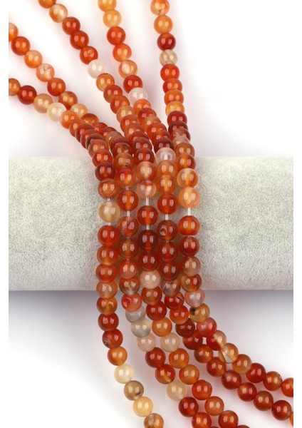 Turuncu Akik Doğal Taş Dizi 8 mm Küre Kesim