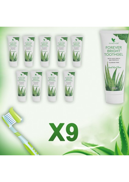 Bright Toothgel Aloe Veralı Diş Macunu 9'lu Takım