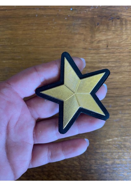 8x8 cm Metal Görünümlü Yıldız Aplike Arma Yama Dikiş Hobi Aksesuarı