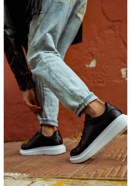 Knack Yüksek Taban Günlük Ayakkabı 044 Siyah (Beyaz Taban) fiyatları