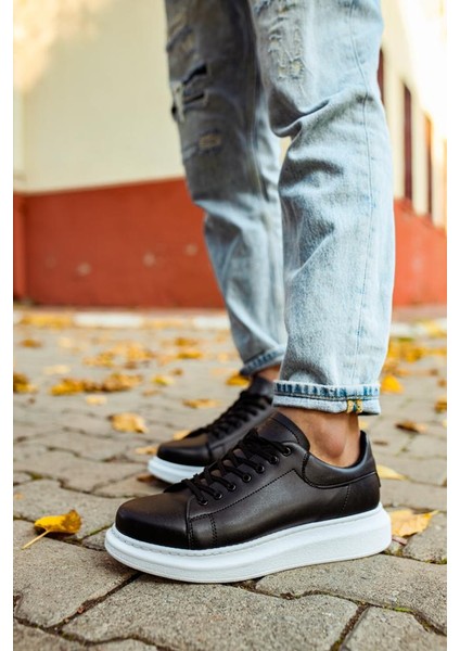 Knack Yüksek Taban Günlük Ayakkabı 044 Siyah (Beyaz Taban) modelleri