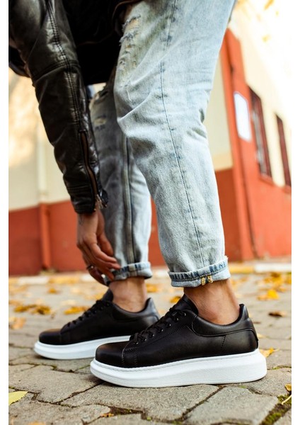 Knack Yüksek Taban Günlük Ayakkabı 044 Siyah (Beyaz Taban) fırsatları