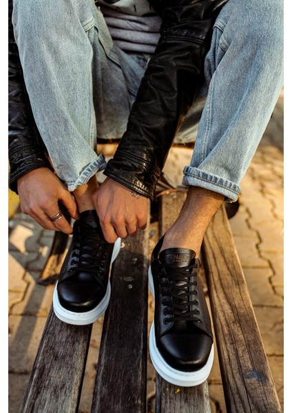 Knack Yüksek Taban Günlük Ayakkabı 044 Siyah (Beyaz Taban) indirimleri