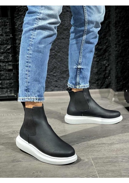 Knack Yüksek Taban Ayakkabı 111 Siyah (Beyaz Taban)