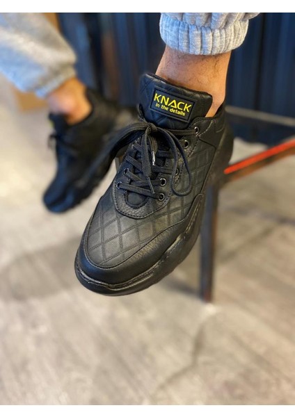 Knack Yüksek Taban Günlük Ayakkabı N75 Kapitone Siyah (Siyah Taban) fiyatları