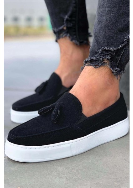 Knack Günlük Spor Klasik Ayakkabı 717 Siyah Süet (Beyaz Taban)