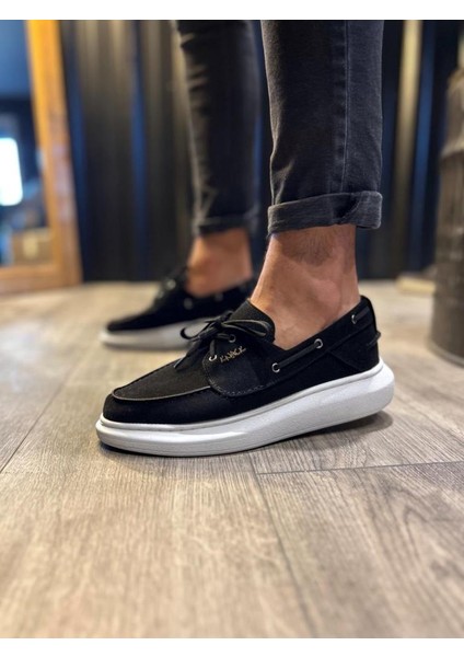 Knack Yüksek Taban Mevsimlik Süet Ayakkabı 009 Siyah (Beyaz Taban) fiyatları