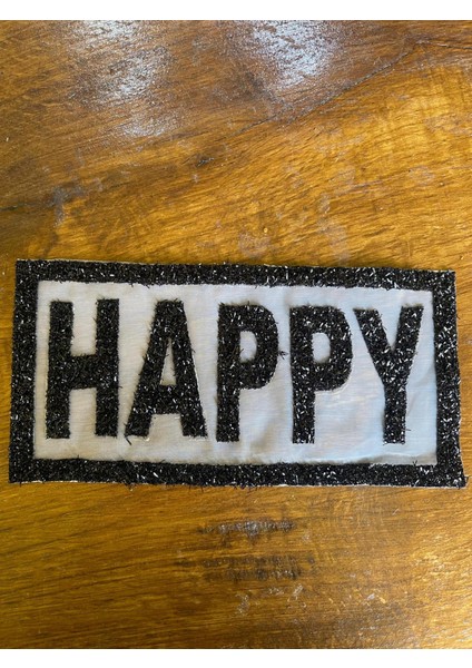 11X22 cm Transparan Happy Yazı Aplike Arma Yama Dikiş Hobi Aksesuarı