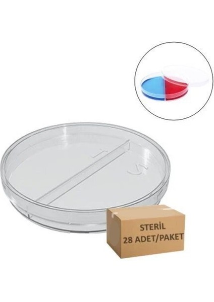 Steril Petri Kabı 90x15mm İki Bölmeli - 25 Adetlik Set fiyatları