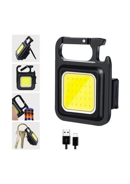LED Mini Anahtarlık Fener Şarjlı Kamp Balıkçı Tamirci Için Çalışma Feneri Çok Fonksiyonlu Taşınabilir Işık