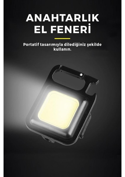 LED Mini Anahtarlık Fener Şarjlı Kamp Balıkçı Tamirci Için Çalışma Feneri Çok Fonksiyonlu Taşınabilir Işık