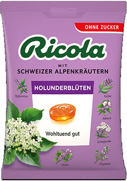 Ricola Holunderblüten Mürver Çiçeği Özlü Pastil – Şeker Ilavesiz