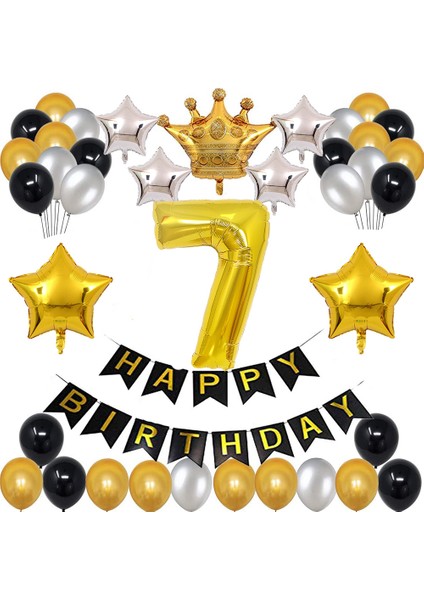Büyük Boy Kral Taçlı Gold-Gümüş-Siyah Doğum Günü Seti fiyatları